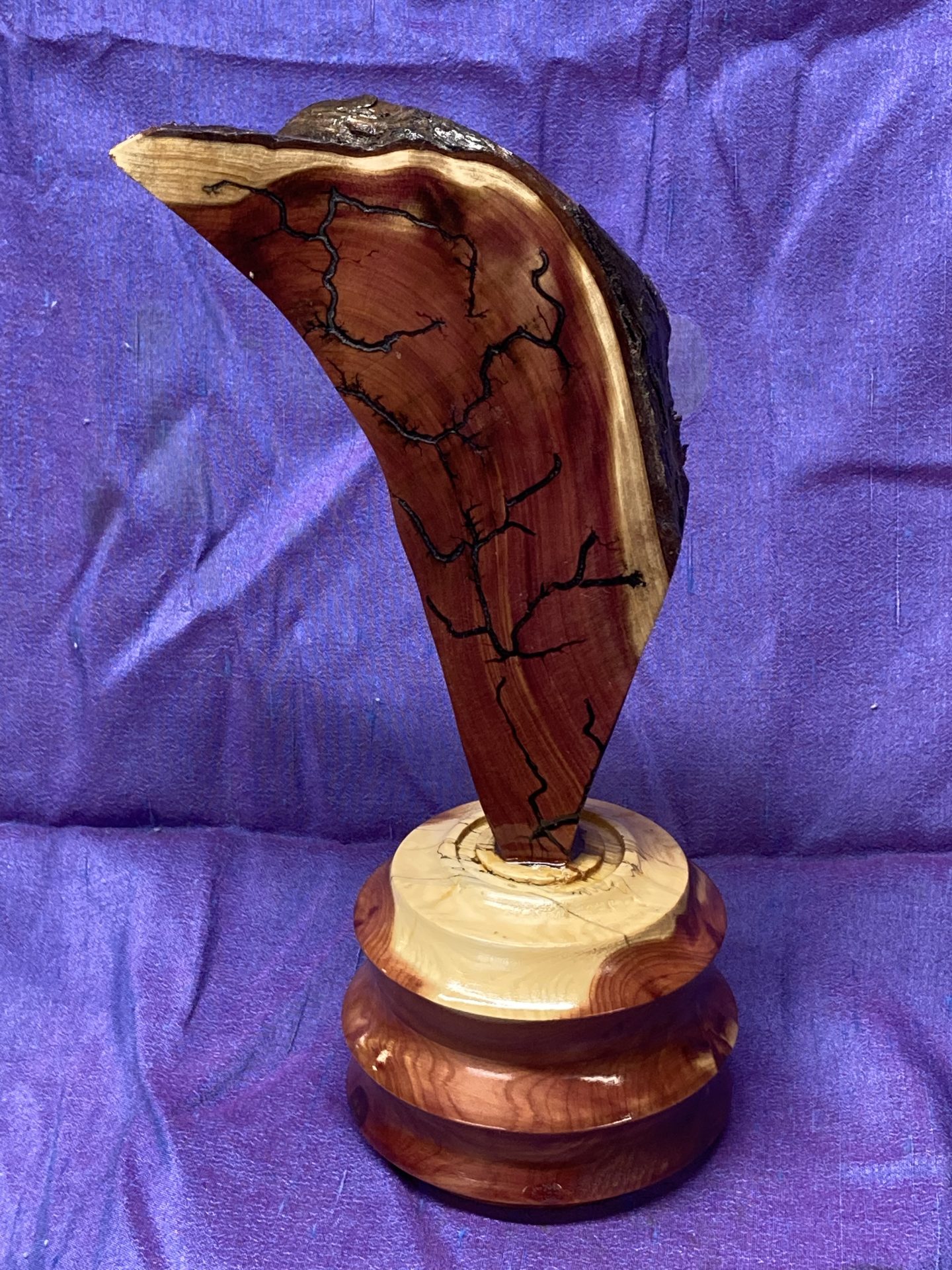 Lichtenberg Burn on Red Cedar with bark and Red Cedar Base