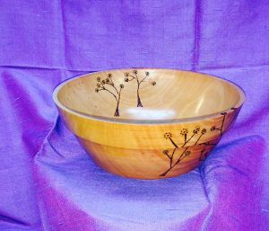 Bradford Pear Bowl with Pyrography - For Susan Kalvelege