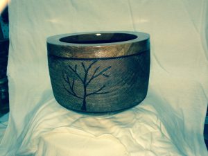 Bradford Pear Bowl with texture and pyrography