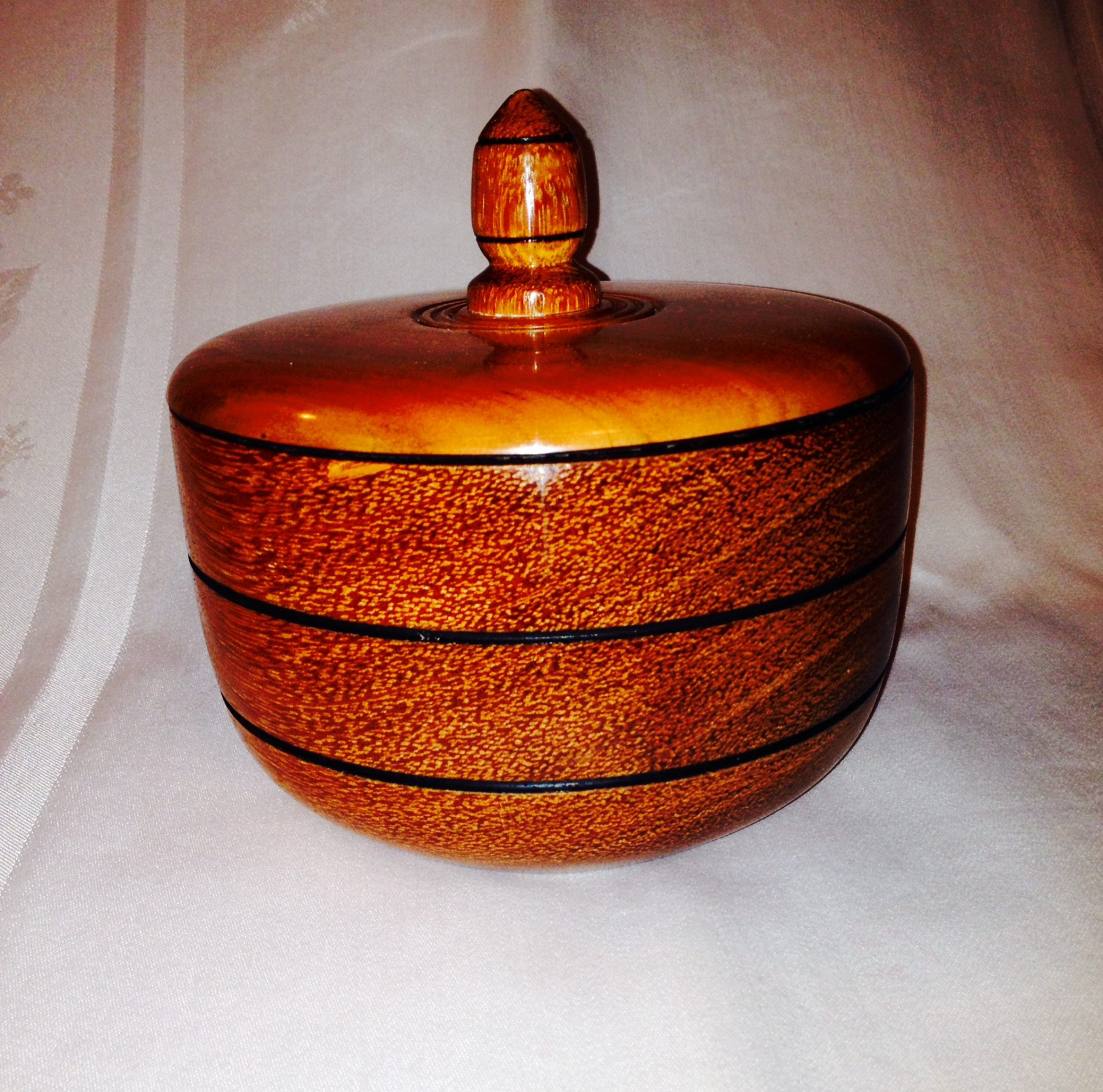 Laminated Kempus Vessle with Cherry Lid and Kempus Finial