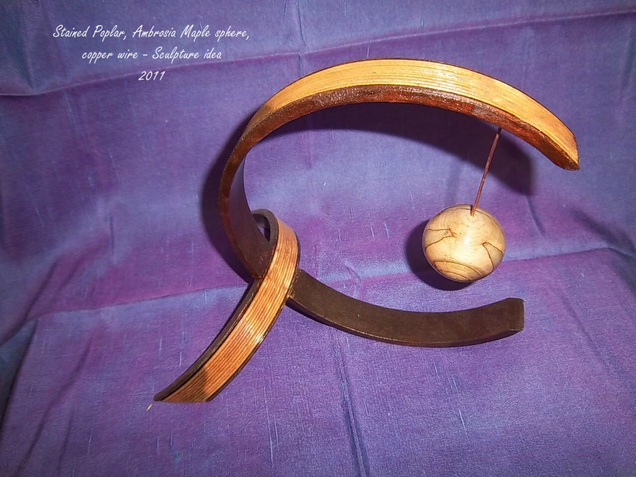 Sphere Sculpture Stained Poplar